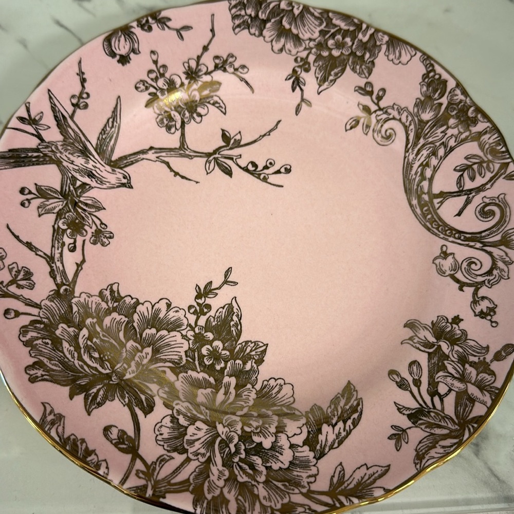 222 Fifth Adelaide pink and gold plates